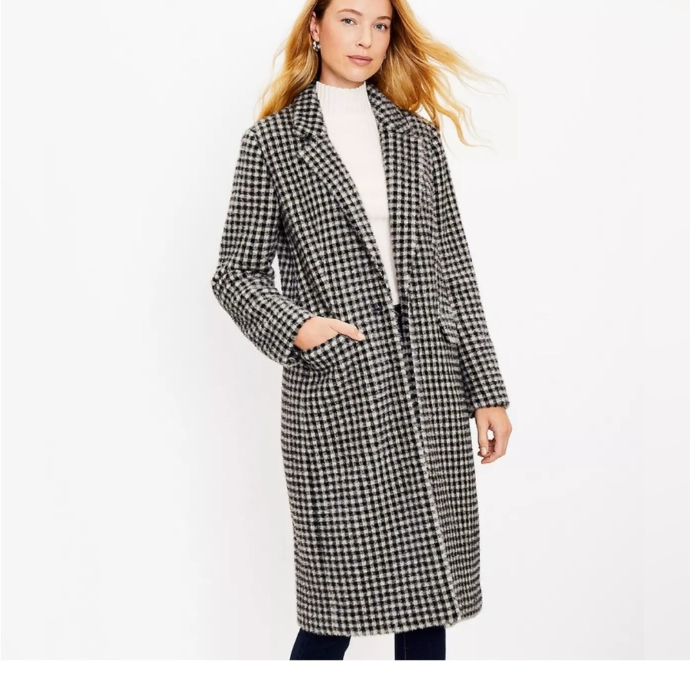 BNWT Loft Herringbone Black and White Coat